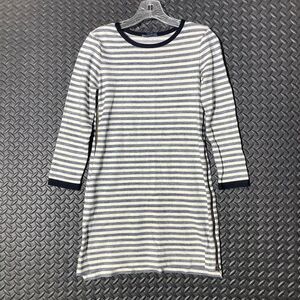 Gryphon New York White Navy‎ Blue Horizontal Striped Zipper Dress Women's Size S